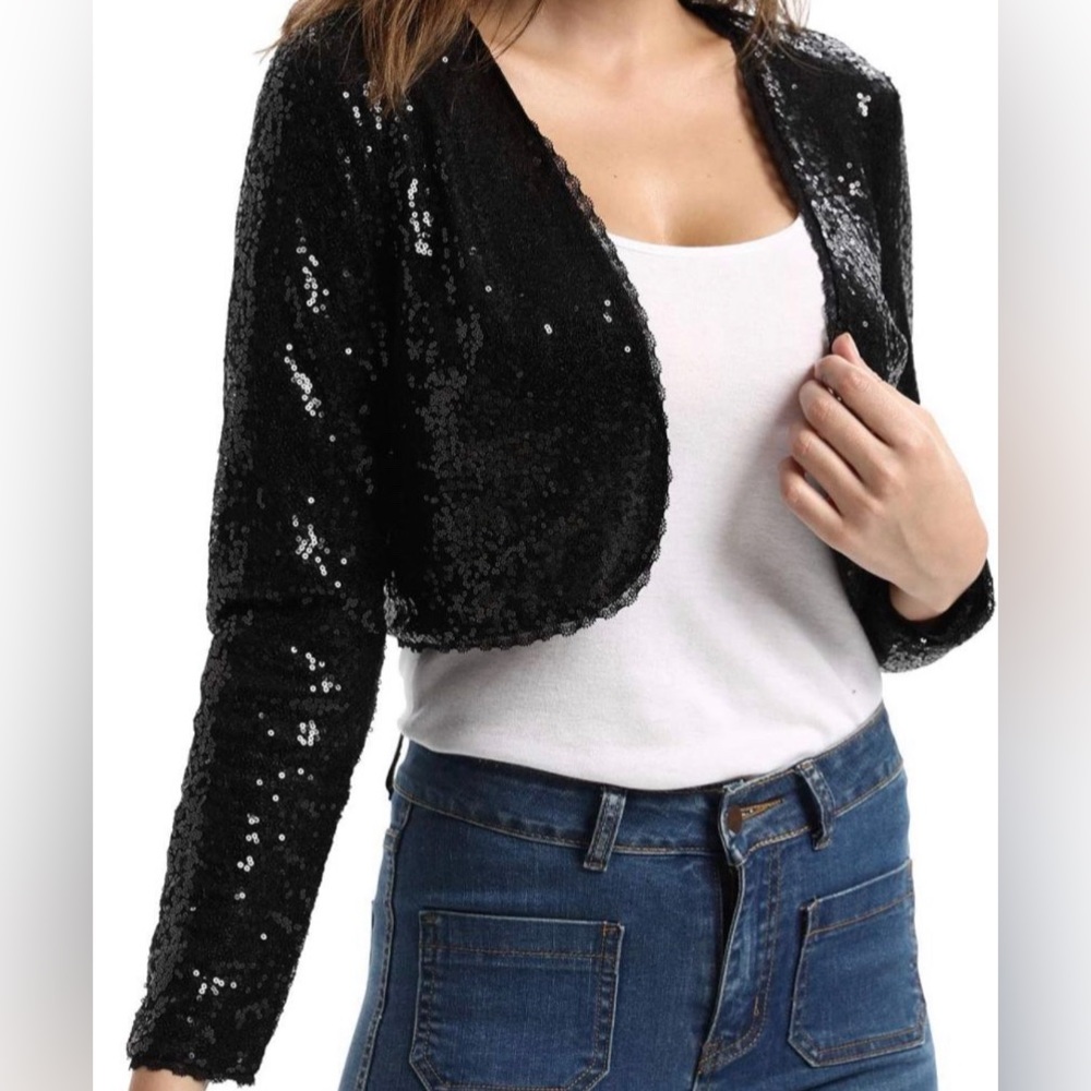 Sequin crop jackets